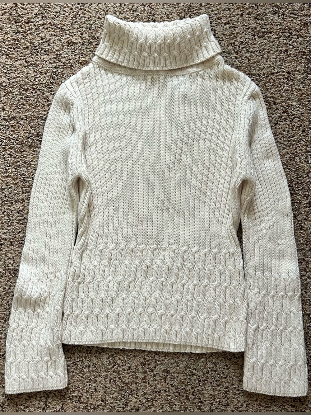 Faded Glory White Cable Turtleneck Sweater
